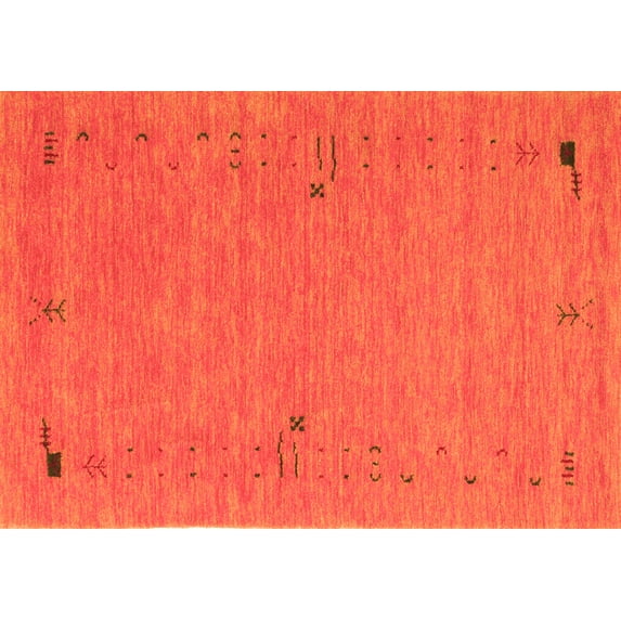 Ahgly Company Indoor Rectangle Abstract Orange Contemporary Area Rugs, 3' x 5'