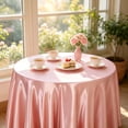 thumbnail image 6 of Round Satin Tablecloth, Party Table Cover, Wedding Dining Decor, Elegant Glossy Drape and Wrinkle Recovery Fabric for Dessert Tables, Wedding Receptions, and Home Dining, 6 of 6