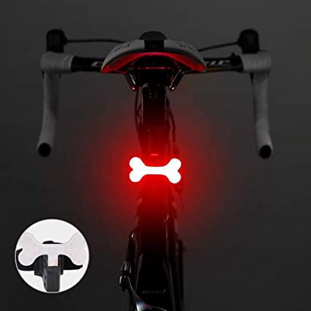 Luces traseras con forma de hueso para bicicleta Luces traseras LED Luces de señal de giro Recargables por USB 5 modos Luces de advertencia de ciclismo a prueba de agua para bicicleta de montaña y bi
