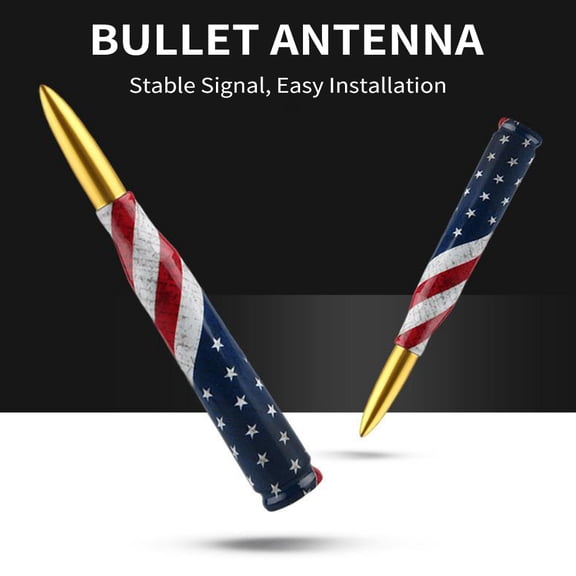 Universal Metal Car Bullet Antenna Replacement Flag Design Waterproof Decorative Radio Antenna Mast for SUV Trucks 16x4 Inches / 40.6x10.2 cm Gold Top