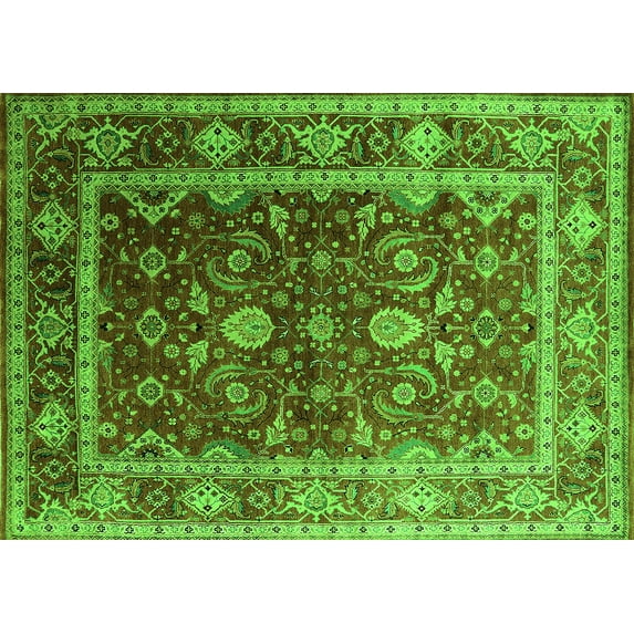 Ahgly Company Indoor Rectangle Oriental Green Industrial Area Rugs, 5' x 8'