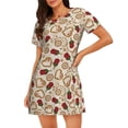 thumbnail image 1 of Vsdgher Chemise de Nuit à Manches Courtes Motif Rose pour la Saint-Valentin, Col Rond, Mignonne, Confortable, 1 of 6