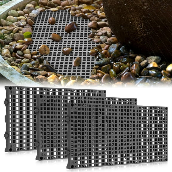 3-Pack 24 Inch x 12 Inch Heavy Duty Fountain Basin Grate for Pond and Water Garden Features and More Snap-Together - Hide Reservoir, Rocks, Other Decorative Objects Black