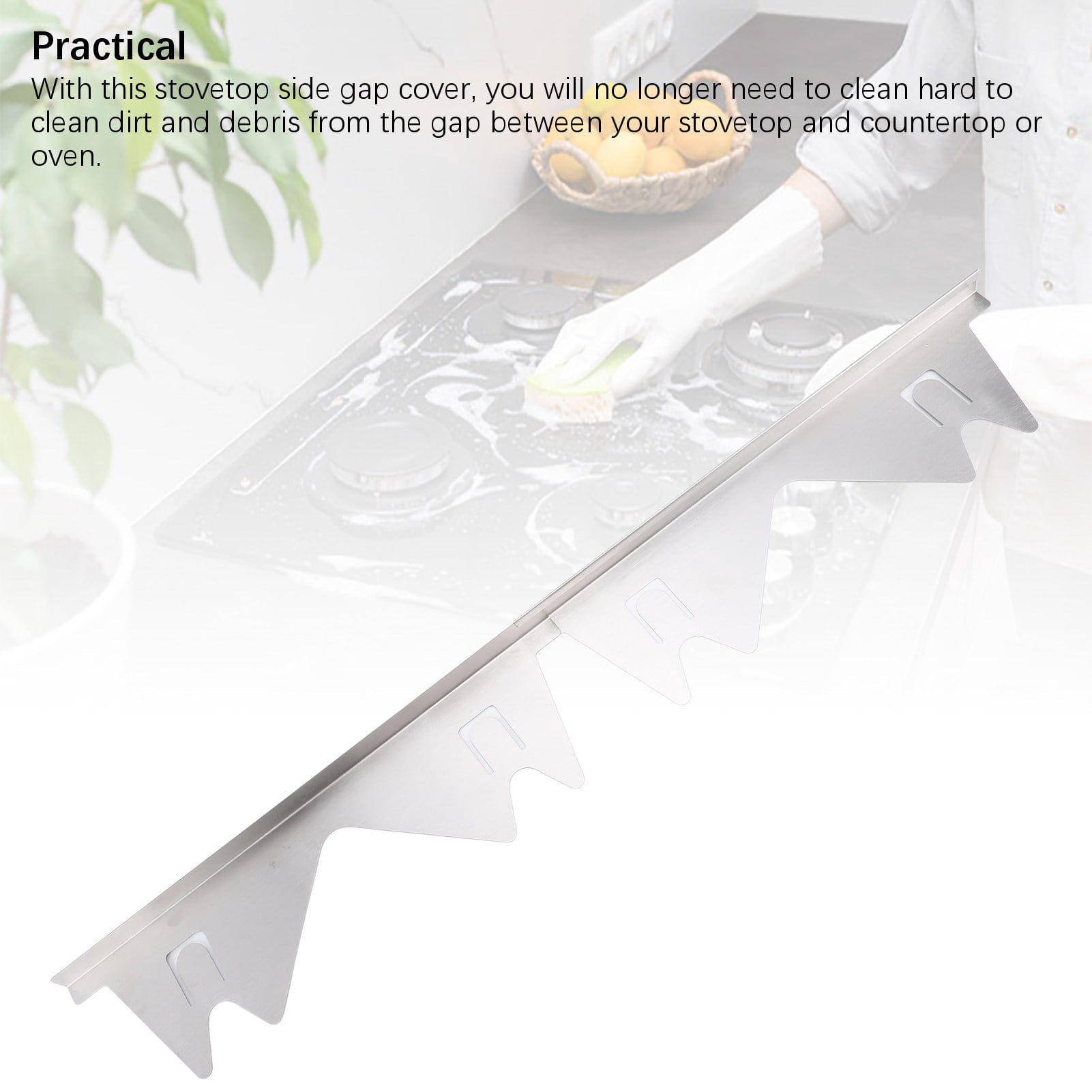 Nieyigj 2 Pairs Stainless Steel Stove Gap Fillers 13.78-27.56in / 35-70cm Adjustable Easy Clean Kitchen Counter Gap Covers Silver