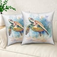 thumbnail image 4 of Dashan Sea Turtle Throw Pillow Covers 20x20 Set of 2,Coastal Ocean Theme Pillowcase Pillowcases for Sofa Couch Living Room, 4 of 6