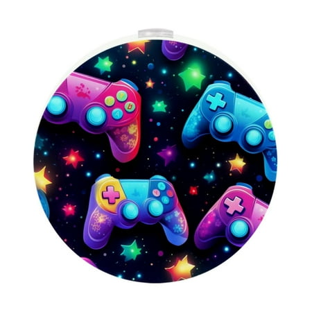 

Game Controller LED Round Night Light - 2PCS Energy Efficient Plug-in Wall Lamp with Auto Dusk to Dawn Sensor for Bedroom Bathroom and Hallway Soft Glow Illumination Compact Size
