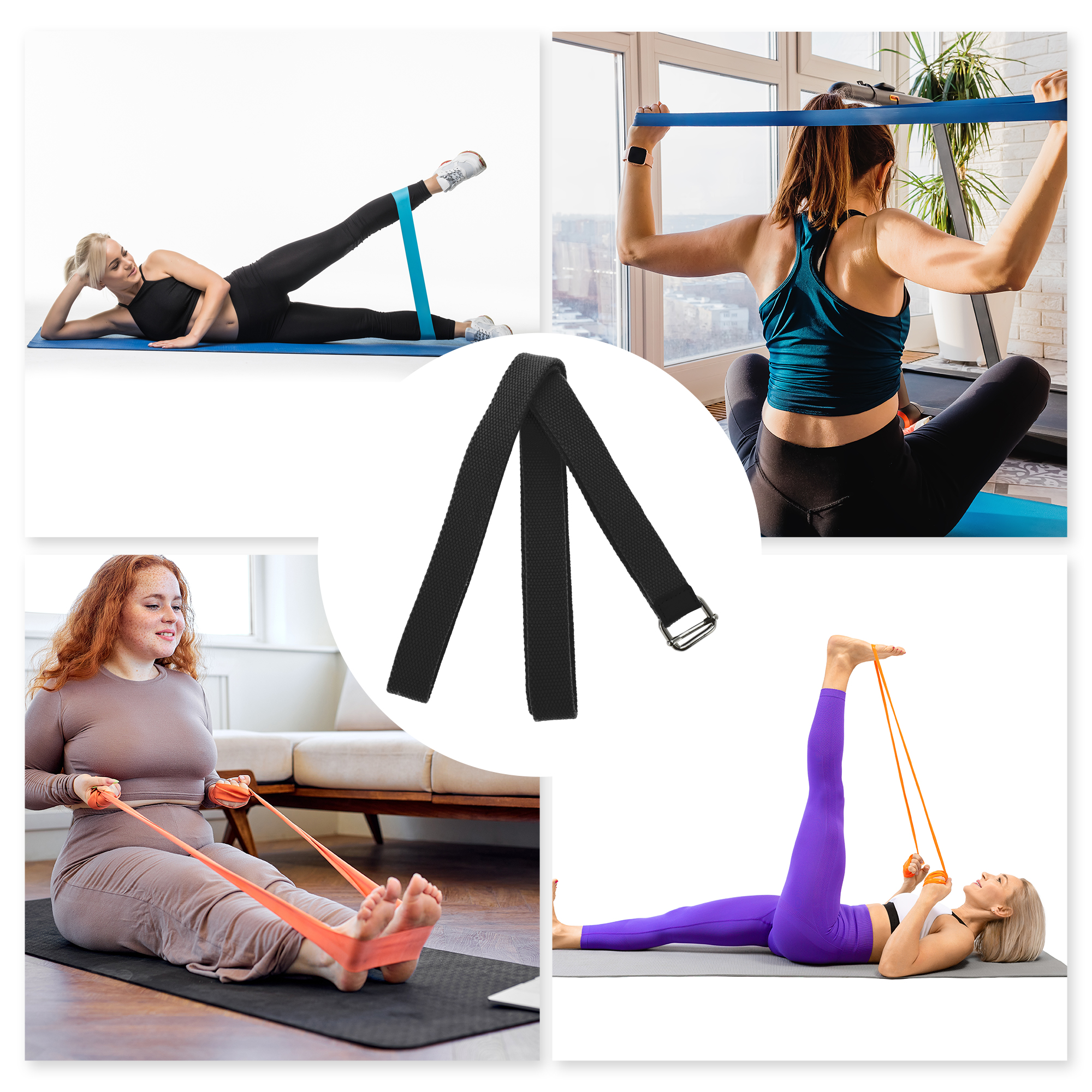 Unique Bargains 1Pc Women Yoga Stretch Band 125.98 Inches Length Black