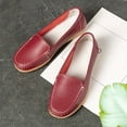 thumbnail image 7 of Womens Faux Faux Leather Loafers Slip On Comfortable Vintage Style Shoes Lightweight Breathable Flat Round Toe Work Wine,Size 7.5, 7 of 7