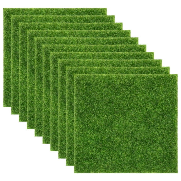 10 Pcs Artificial Moss Turf Mat Simulation Green Grass Outdoor Decor Dollhouse Miniature Fairy Garden Ornament