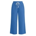 thumbnail image 4 of KIHOUT Womens Wide Leg Pants High Waisted Solid Color Casual Loose Fit Drawstring Elastic Waistband Trousers with Pockets Long Pants, 4 of 6