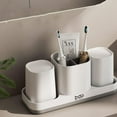 thumbnail image 6 of Toothbrush Holder for Bathroom, Electric Toothbrush Holder with Cups, Kids Bathroom Accessories Set with Toothpaste Holder, White, 6 of 17