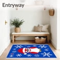 thumbnail image 3 of ODIKA 2'x3' Machine Washable Non-Slip Area Rug, Festive Owl Motif with Santa Hat Punch Needle Snowflake Accents High Traffic Rug with Pad, Blue, 730700, 3 of 8