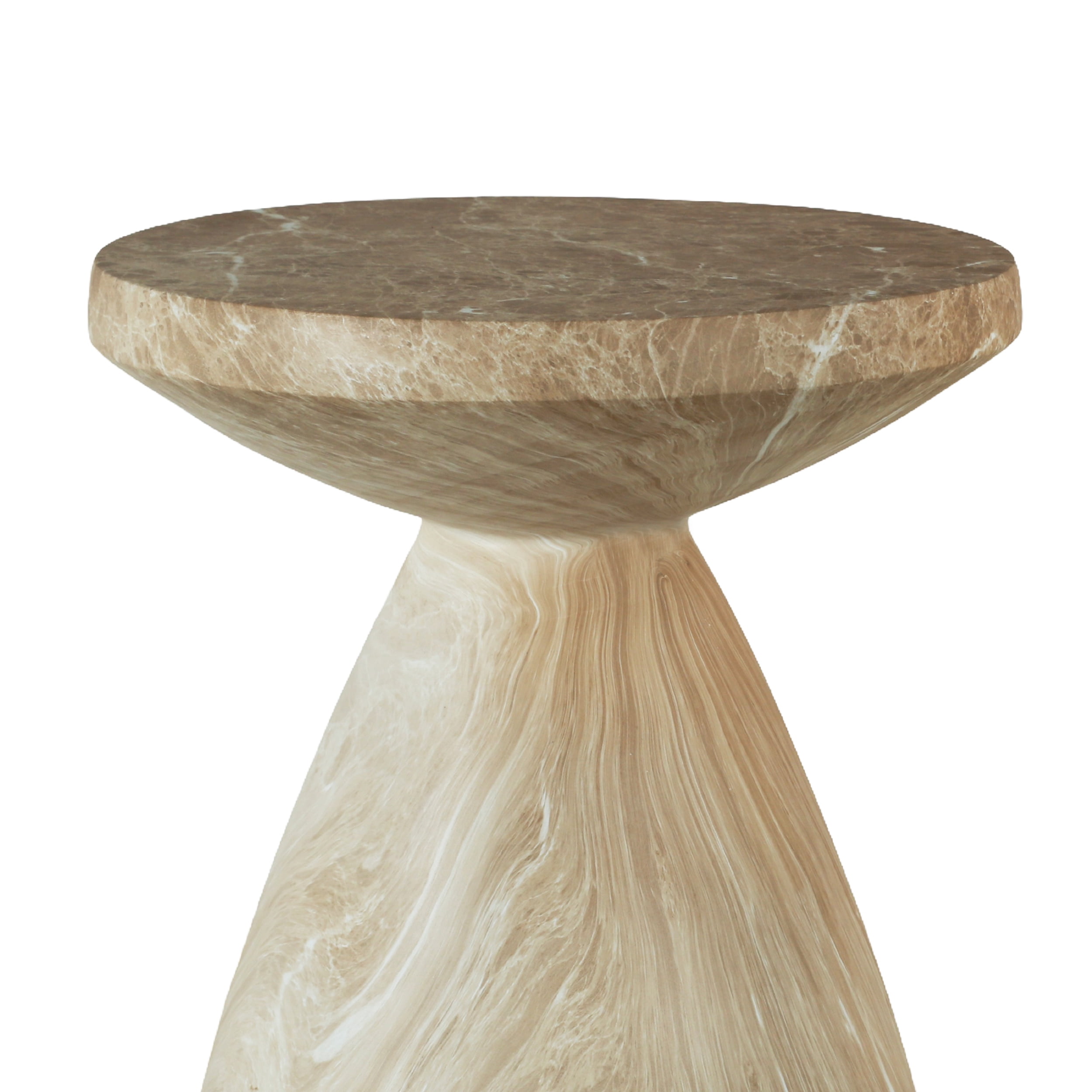 Cement Side Table, Faux Terrazzo Modern Round Accent End Table for Patio Garden Outdoor Home Decor, Marble