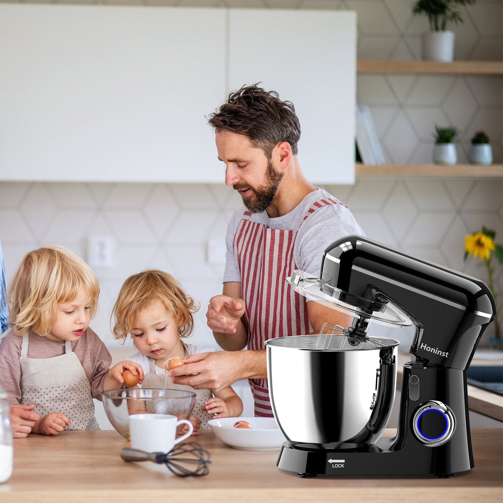 Honinst 6.5-Quart Electric Stand Mixer, 10-Speed, Black photo 2