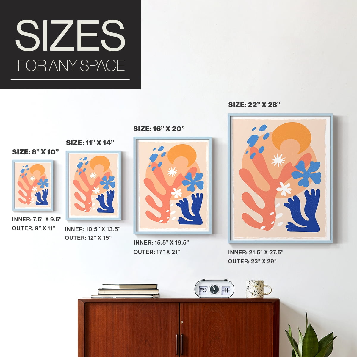 Matisse CDLXXI in Blue Solid Wood Framed Print No Nail Hanging