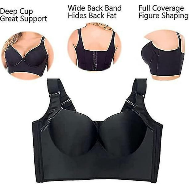 Full Back Coverage Bras For Women, Fashion Deep Cup Hide Back Fat Bra With Shapewear  Incorporated Push Up Sports Bras