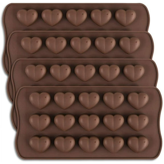 YSTDHL 15-Cavity Dimpled Heart Shape Chocolate Mold, Silicone Dimpled Valentine Heart Chocolate Gummy and Candy Mold