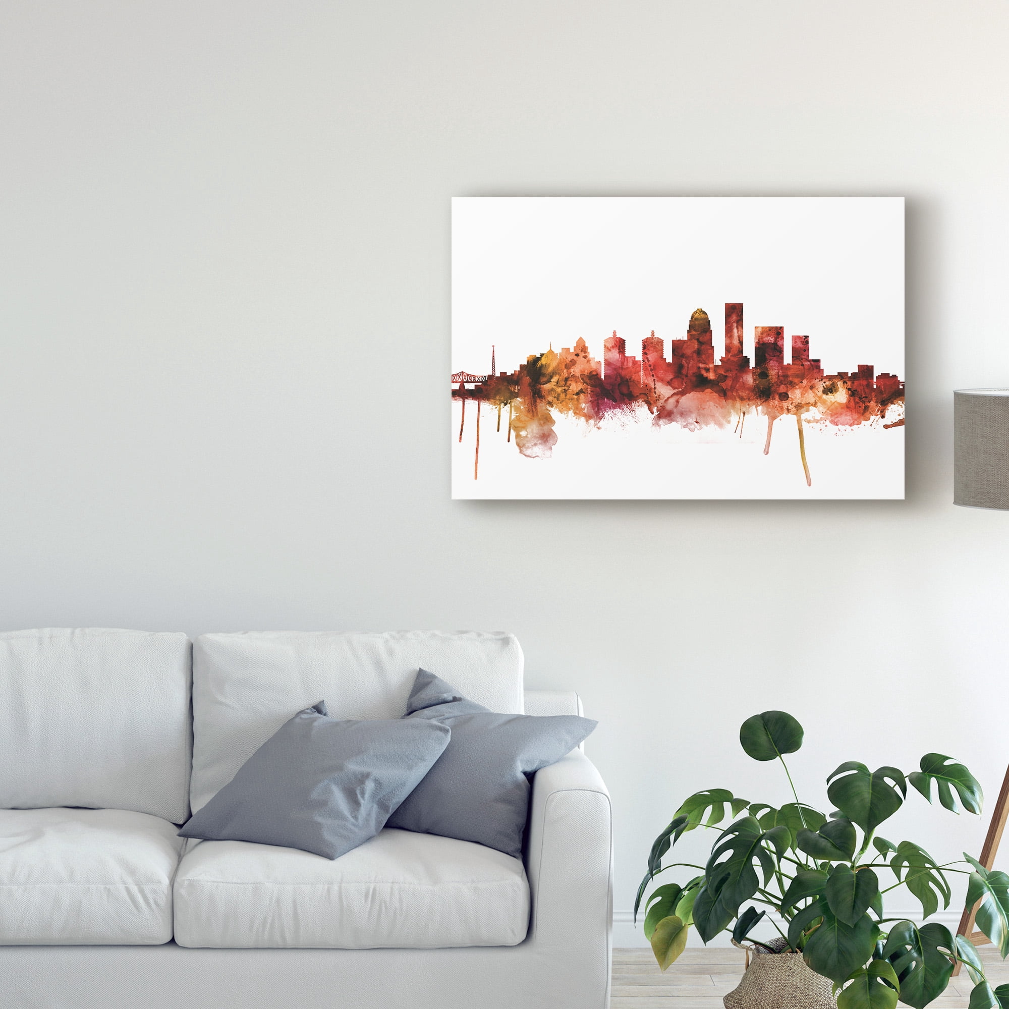 Trademark Fine Art 'Louisville Kentucky City Skyline Red' Canvas Art by Michael Tompsett