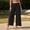 Black, variant on Womens High Waist Side Slit Wide Leg Pants Drawstring Yoga Dance Casual Cropped Trousers Black L
