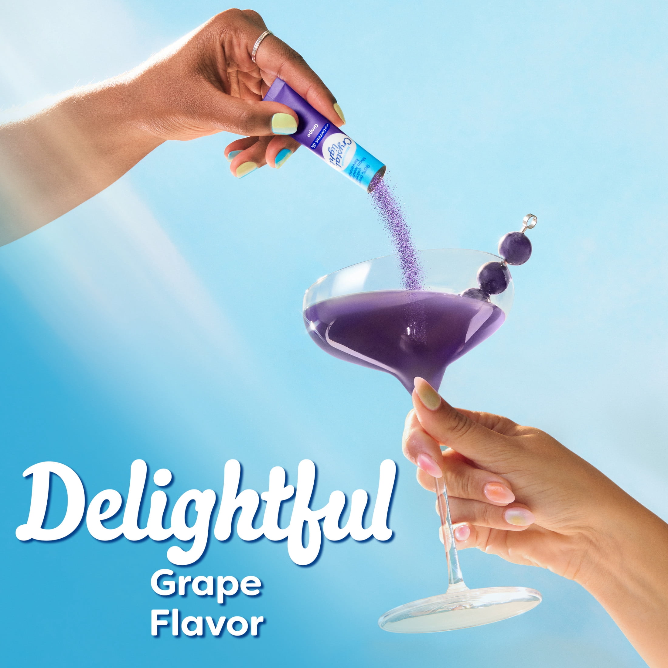 Crystal Light Drink Mix with Caffeine, 10 Packets, for Convenient On-the-Go Flavorful Hydration, Grape Natural Flavor With Other Natural Flavors, Zero Sugar, 1.1 oz