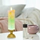 thumbnail image 1 of Decoración de velas de cristal LED de Navidad | Diseño colorido iluminado y sin llama | Sin desorden de cera | Resplandor cálido | Plástico | Batería de 4,5V o USB | 26x8cm | Incluye vela, base y, 1 of 4