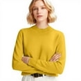 thumbnail image 5 of Soft Knit Sweater for Womens Crew Neck Long Sleeve Casual Basic Pullover Sweater Tops Yellow M, 5 of 5