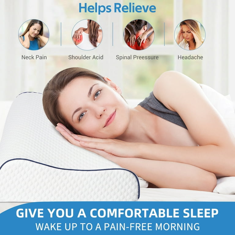 POWER OF NATURE Firm Memory Foam Pillow Orthopedic Cervical Contour White 60 35 11cm Walmart