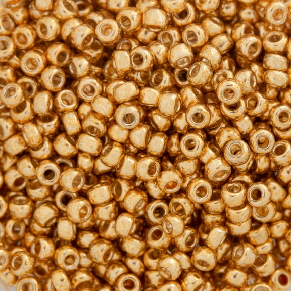 Miyuki Round Seed Beads, 11/0 Size, 8.5 Gram, #1052 Galvanized Dyed Yellow Gold