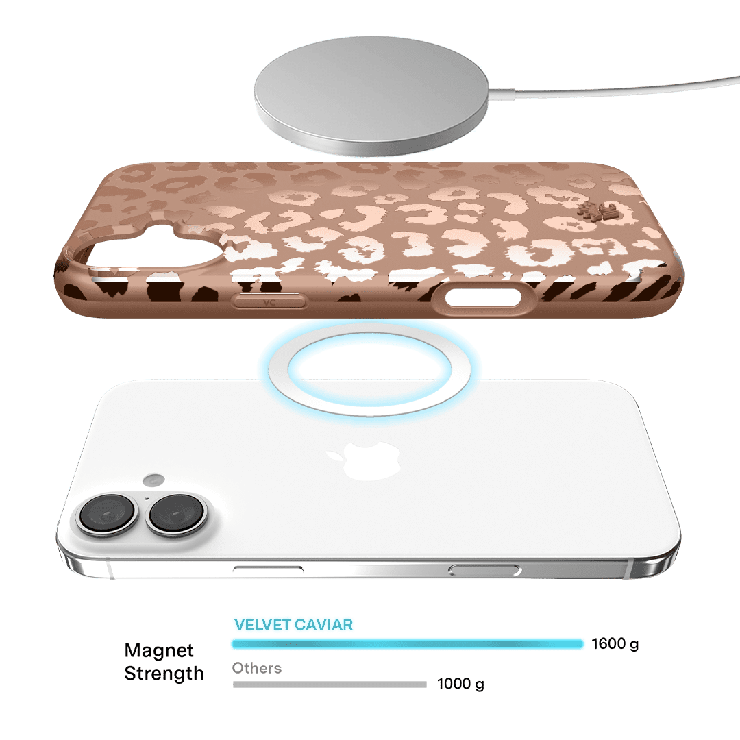 VELVET CAVIAR for iPhone 16 Case - Compatible with MagSafe - Cute Protective Phone Cases for Women - Bronze Chrome Leopard