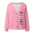 thumbnail image 5 of Wang6 Womens Plus Size Cardigan Sweaters Black Open Front Button Long Sleeve Knit Sweater Fall Winter V Neck Cute Animal Printed Knitted Outwear Tops Pink3 M, 5 of 5