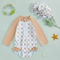 thumbnail image 2 of Gubotare Girls Swimsuit Toddler Girls Rash Guard Swimsuit Long Sleeve One Piece Zipper Ruffle Bathing Suit UPF 50+ Beach Swimwear Size 3-6 Months (Khaki,3-6 Months), 2 of 6