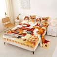 thumbnail image 2 of Manfei Framhouse Red Fall Truck Bed Sheets for Kids, Autumn Bird Gingham Full Size Sheets, 4-Piece, 1 Flat Sheet, 1 Fitted Sheet and 2 Pillowcases, 2 of 6