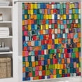 thumbnail image 5 of Colorful Tile In Small Squares 4 Piece Decor Shower Curtains Sets Bathroom Decor Set with Non-Slip Rugs Toilet Lid Cover And Bath Mat Exotic Geometry Waterproof Durable Bathroom Decor Shower, 5 of 8