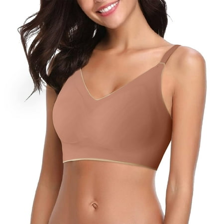 

MINZON Women Comfortable Light Breathable Bra V Neck Soft Lightweight Bra for Women