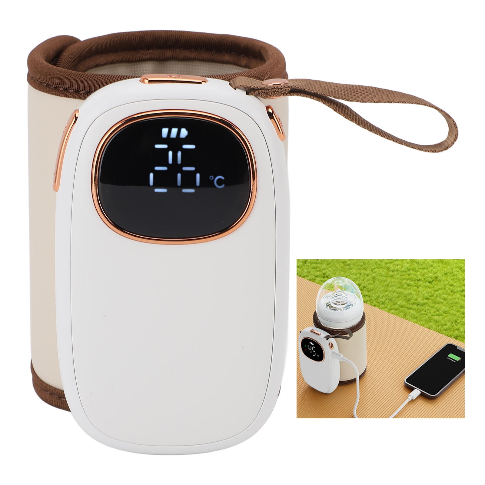 LAZIOEGR USB Portable Baby Bottle Warmer – 18W Fast Heating, Constant Temperature, Insulation Sleeve, Travel‑Ready