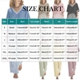 thumbnail image 2 of Bosfbaoi Two Piece Sets for Women V Neck Short Sleeve Top and Striped Wide Leg Pants Casual Womens Summer Outfits, 2 of 7