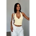 thumbnail image 6 of Women'S Halter Deep V Neck Crop Tank Top Backless Sleeveless Slim Fitted Going Out Summer Top Yellow S, 6 of 9