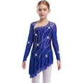 thumbnail image 3 of TiaoBug Kids Girls Sparkly Figure Skating Dress Long Sleeve Modern Lyrical Dance Dress for Competitions Blue 14, 3 of 5