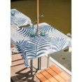 thumbnail image 2 of Outdoor Tablecloth with Umbrella Hole for Patio/Picnic/Party/Camping, Blue Grey Palm Leaves Waterproof Table Cloth Square Cover Washable, Summer Botanical Tropical Leaf (54"x 54"), 2 of 9