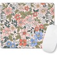 thumbnail image 1 of Moth Floral Mouse Pad - Green Leaf Flowers Boho Design, Small Cute Washable Cloth, Non-Slip Rubber Base, Ideal for Office, Pink Blue, Stylish and Functional, 1 of 6