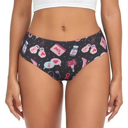 Womens Underwear - Breast Cancer Awareness1 No Show Seamless Underwear for Women  Soft Stretch Womens Panties  Hipster Ladies Panties Bikini Underwear Briefs
