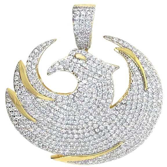 Men's Ladies 10k Yellow Gold Tone .925 Sterling Silver US Flying American Eagle Charm Pendant