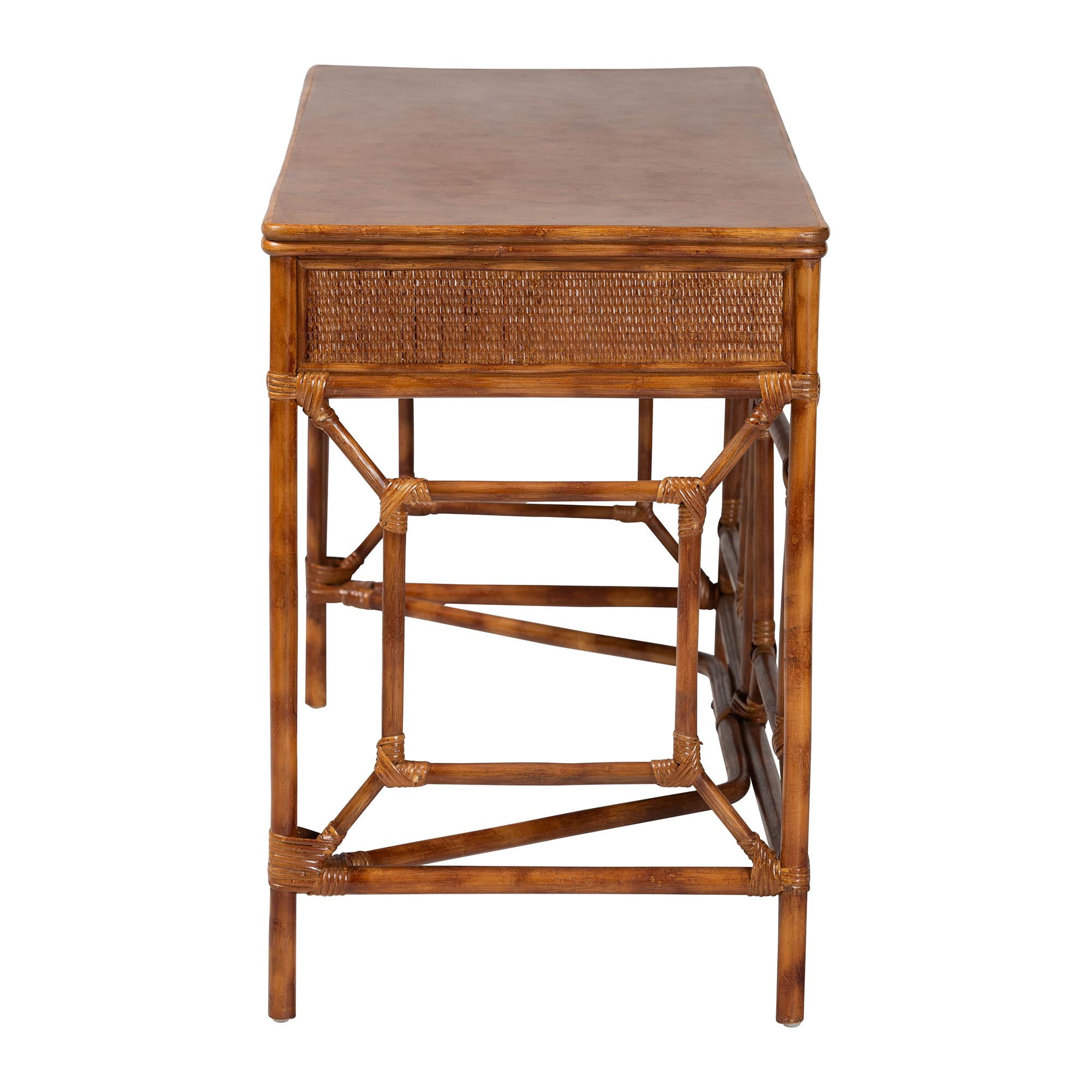bali & pari Basile Boho Desk, 2-Drawer, Marbled Tortoise Brown
