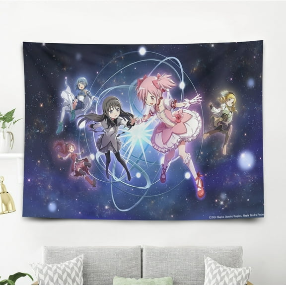 Tapestry for Puella Magi Madoka Magica Bedroom Dorm wall hanging Funny Poster Backgrounds Banner Party Wall Art Decorations Kids Girls Teens Gifts Cute 40×60 inch
