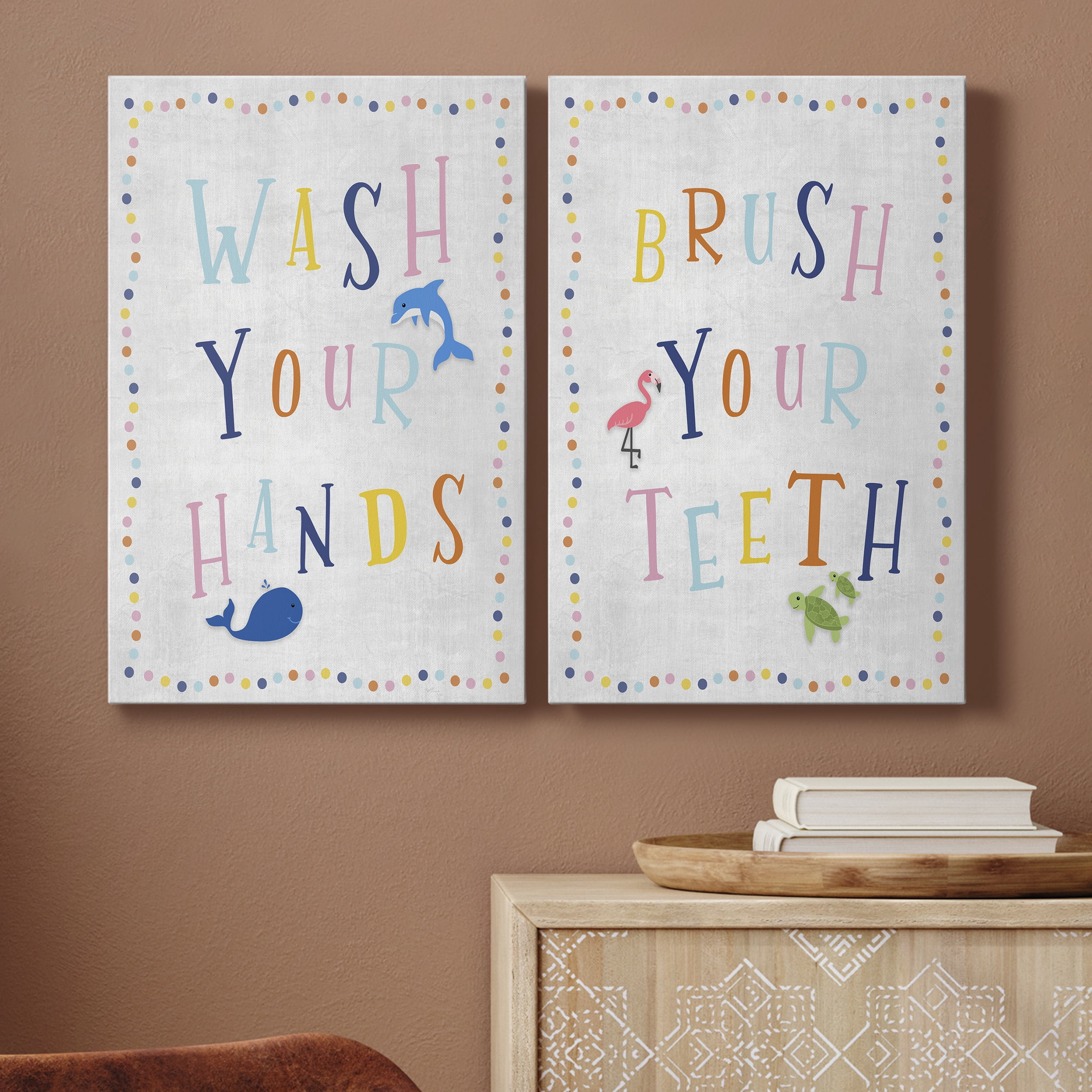 Wash Your Hands Premium Gallery Wrapped Canvas - Ready to Hang - Set of 2 - 12 x 18 Each