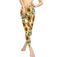 thumbnail image 2 of DISNIMO Sunflower Printed High Waisted Yoga Pants Tummy Control Workout Leggings, Breathable Workout Yoga Pants for Sport Yoga Gym, Beige, S, 2 of 6