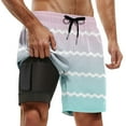 thumbnail image 1 of Men's Casual Beach Sports Plus Size Fashion Gradient Striped Double Layer Beach Pants, Compression Lined, 1 of 4