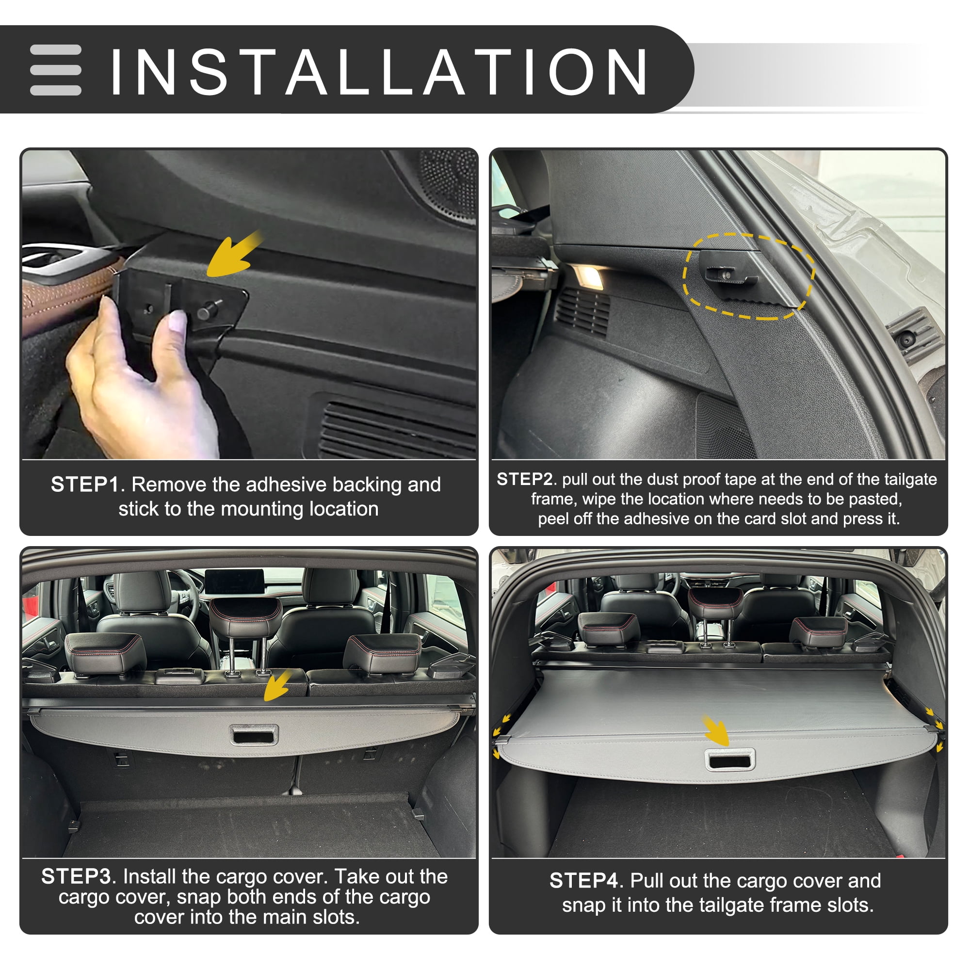 Unique Bargains Retractable Cargo Cover for Cadillac Rear Trunk Shelf Security Shade Black