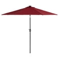 thumbnail image 3 of CorLiving Pegasus 9ft Round Tilting Patio Umbrella with Solar Powered LED Lights and Powder-Coated Steel Frame, Burgundy, 3 of 8
