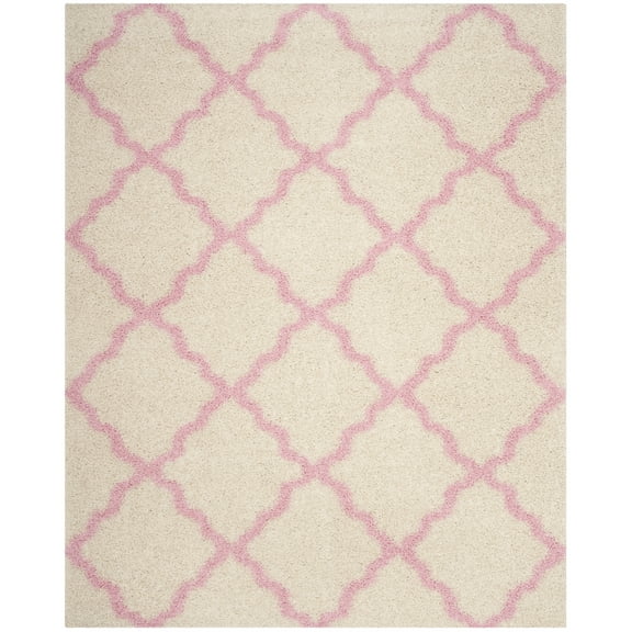 SAFAVIEH Dallas Logan Geometric Shag Area Rug, Ivory/Light Pink, 11' x 15'